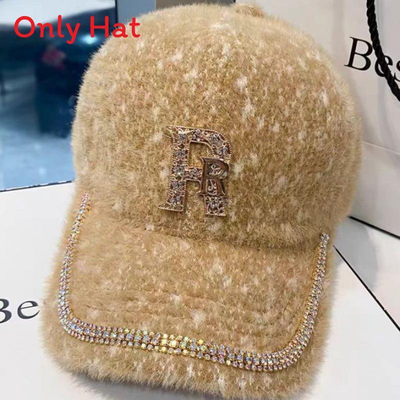 Water Drip Letter Baseball Cap With Rhinestones For Winter Warmth And Style