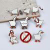 Charming Goose Pose Brooch: Cute Cartoon Animal Metal Badge with Drip Oil Finish.