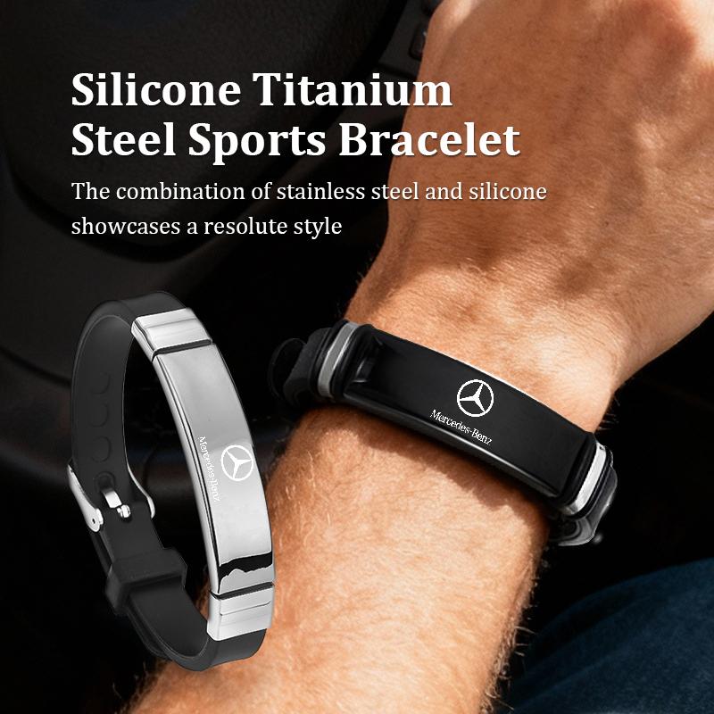AABII1 Fashion Car Logo Stainless Steel Wristband Men Decoration Accessories Gift For Benz AMG VIANO GLB GLC GLE GLK W108 W124 W126