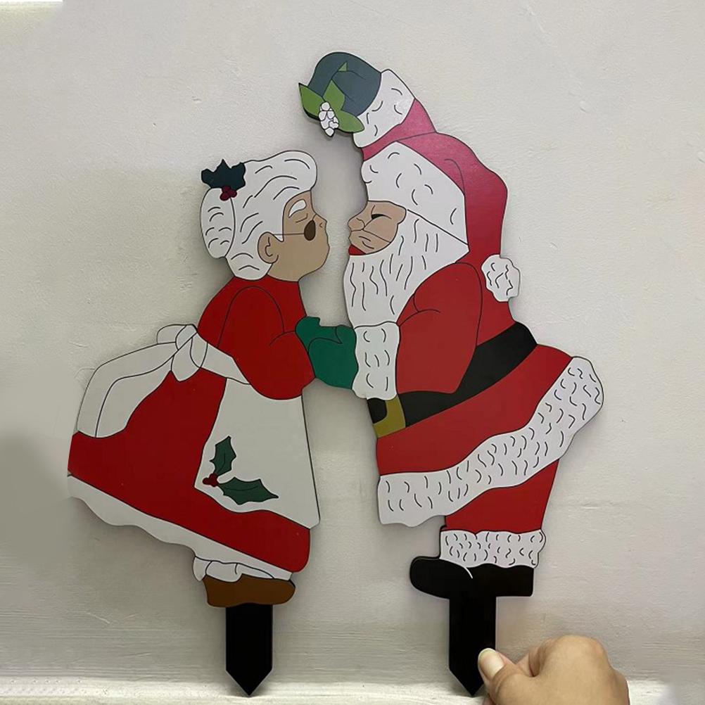 Jul Gårdsskyltar Trädgårdspinnar Jul Tomte Gräsmatta Dekorationer Trädgård Träpinnar Gräsmatta Dekorationer Gårdsskyltar