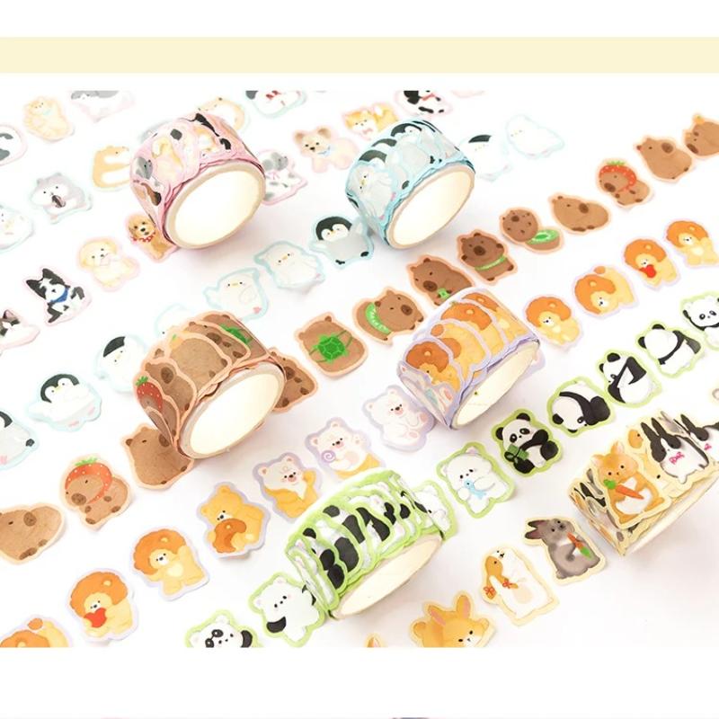 100pcs Soft and Cute Kindergarten Collage Tape Special Cartoon Animal Elements Hand  DIY Handbook Decoration Stickers