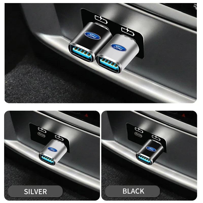Car Sticker Hot For Ford New Auto Interior Goods Type C To USB 3.0 Car Charging Converter for Ford Mustang Raptor Fiesta Focus 2