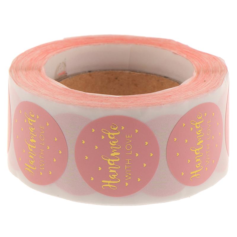 500 st Rosa Tack för din beställning Sticker Kraft Labels Sticker