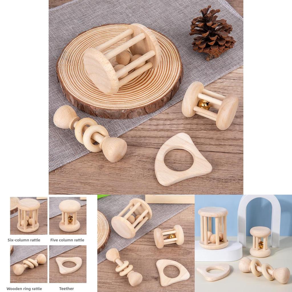 Wooden Baby Rattle Set With Sound Rescue For Early Childhood Learning And Development
