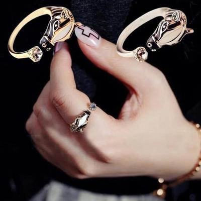 1Pc Women Fashion Horse Head Adjustable Index Finger Opening Ring Characteristic Jewelry