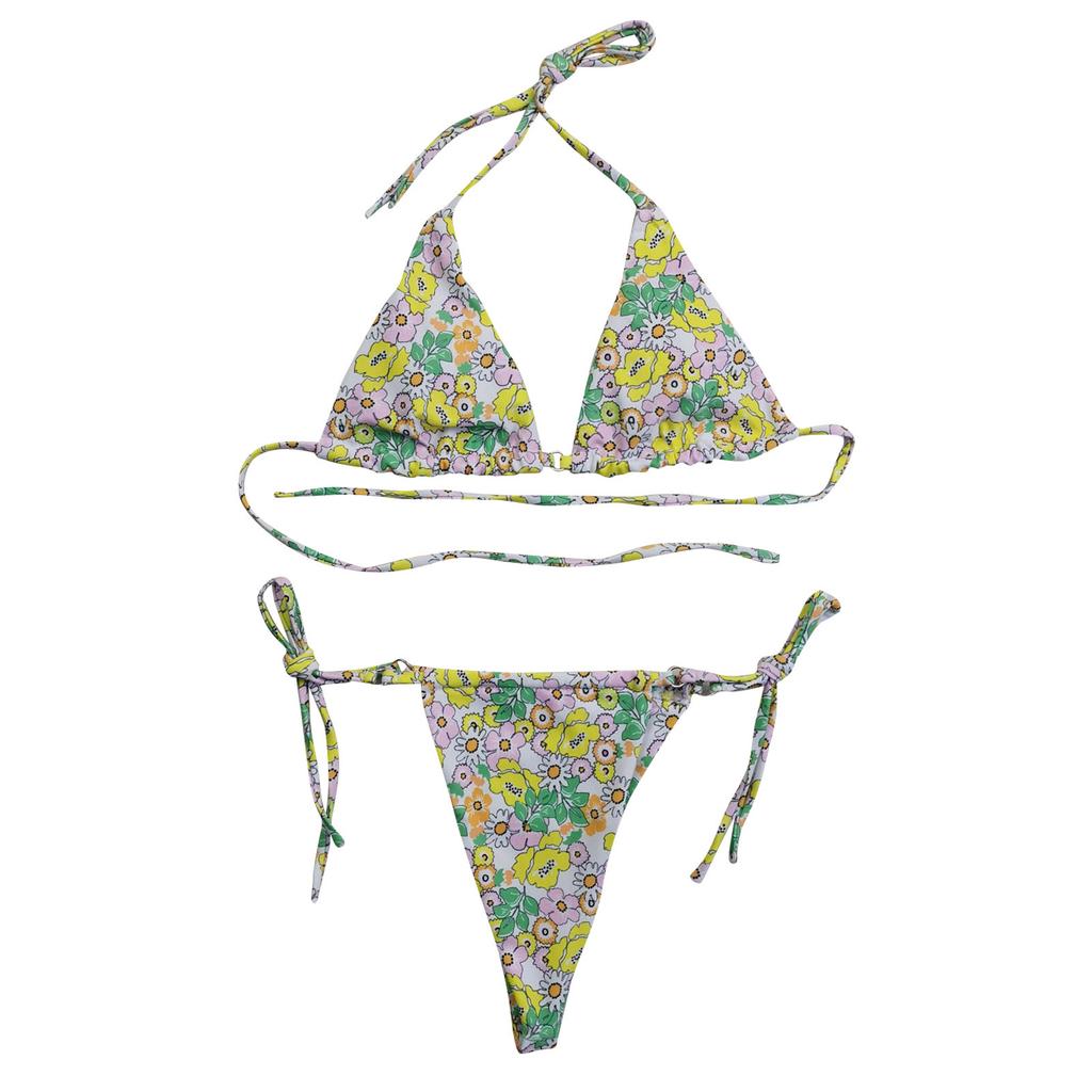 Women Sexy Print Bandage Swimsuit 2 Piece Bathing Suit Bikini Set Split Swimsuit