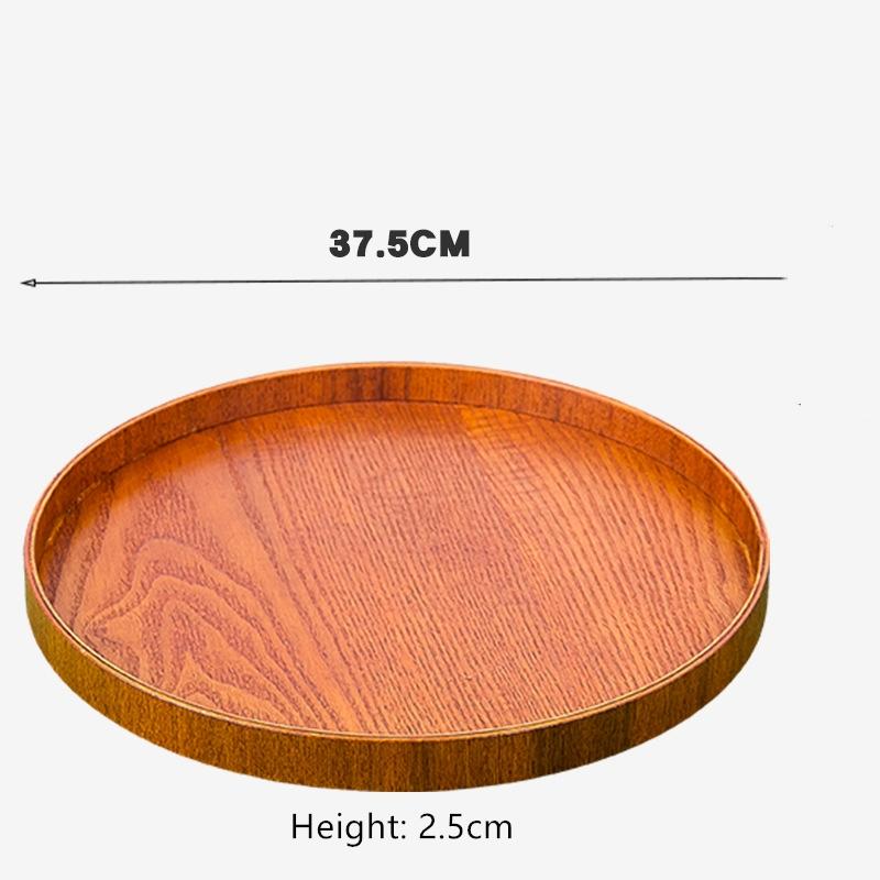Round Wooden Pallet, Multifunctional Storage Plate, Tea Tray,Food, Bread Pan, Household Kitchen Supplies, Black, Brown, 21-37cm