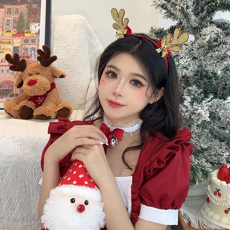 Serre-tête Bois de Renne Style Mori - Accessoire de Cheveux de Noël Mignon pour Femmes & Enfants