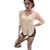 Korean V-neck Irregular Long Sleeve Women's Casual Top for Spring/Autumn