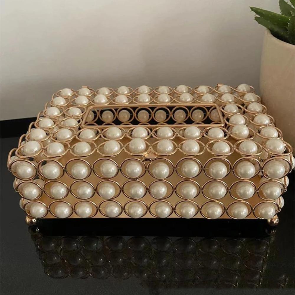 Nordic Luxury Tissue Box Metal Decoration High-end Crystal Napkin Case Rectangular Convenient Toilet Paper Case Bathroom
