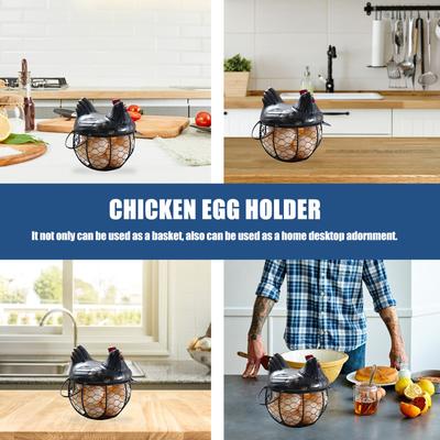 1Pcs Chicken Style Egg Basket Made of Premium Ceramic and Iron Fruit Vegetable Snack Storage Holder Home Decor Item