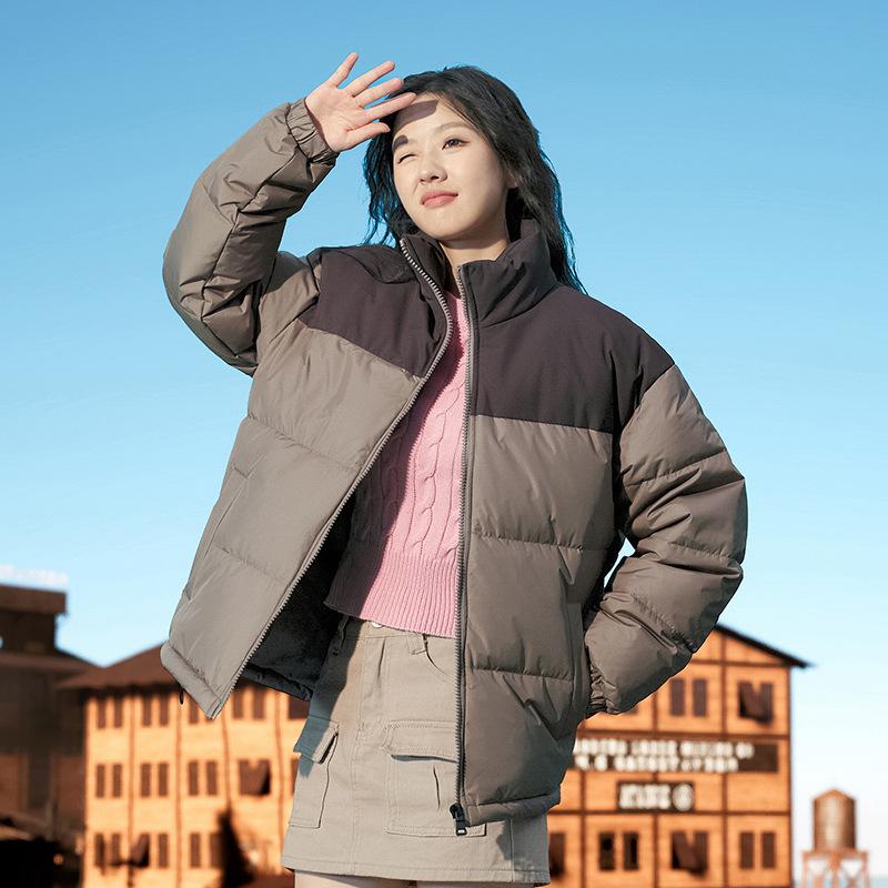 Winter New Style Duck Down Thickened Warm Down Jacket Youth Fashion Stand Collar Color Matching Casual Jacket Versatile