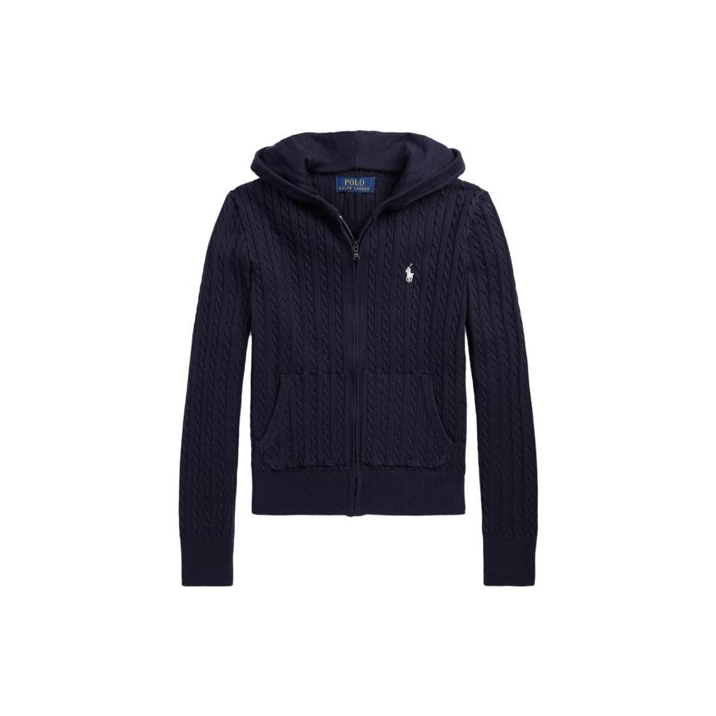 Polo Ralph Lauren Hoodie Kids Solid Color Logo Embroidery Knitted Hooded Kids Hoodies Navy-Blue CWPOSWEG6820383-410