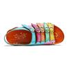 Johnature Echtes Leder Retro Damen Schuhe Sommer Farbe flache Sandalen Komfort atmungsaktive handbemalte Strandsandalen