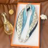 Silk scarf women's spring, autumn and summer new fashion neck protection decoration long necklace type magnetic buckle scarf small scarf