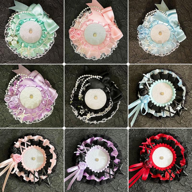 Handmade Cool Lace Round Badge Display Stand Lolita Rosette Badge Display Holder Cute Anime Ita Bag Pin Display Cosplay Bag Deco