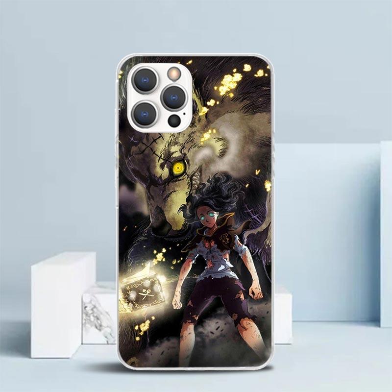 Black C-Clovers Anime Phone Case For IPhone 16 17 Air 16E 15 14 Plus 13 Mini 12 11 Pro Max 7 8 + SE 2020 Soft TPU Back Cover 16