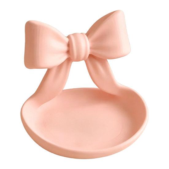 3D Printed Bow Jewelry Organizer Tray, Decorative Ribbon Bow Ring Holder for Rings Earrings Necklace, Vanity Storage Dish for Dresser, Desk, Vanity