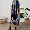 Women's Dresses Casual Printed V-Neck Short Sleeve Loose Long Dresses