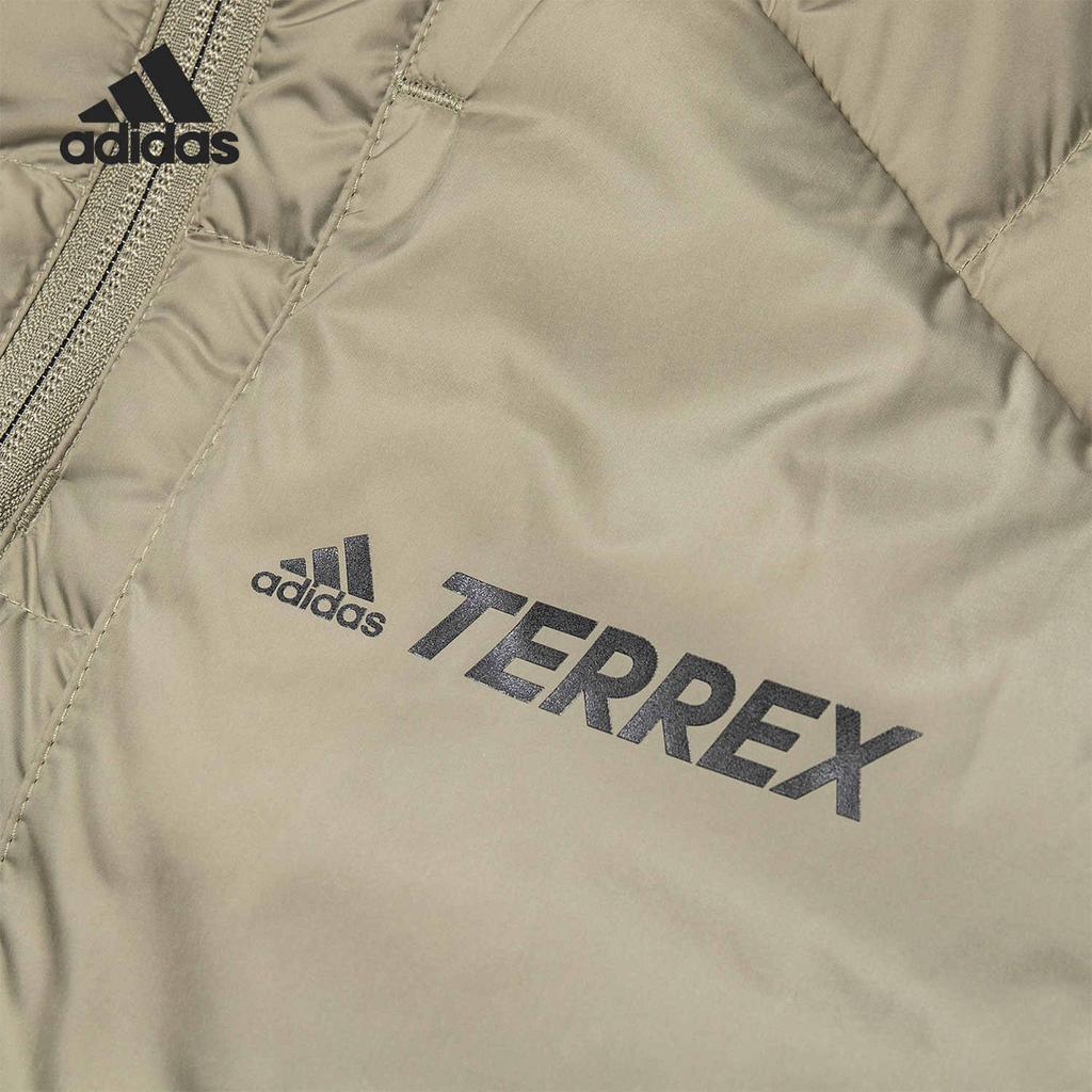 Adidas Logo Print Outdoor Warm Down Jacket Men Outerwear Green HE3687