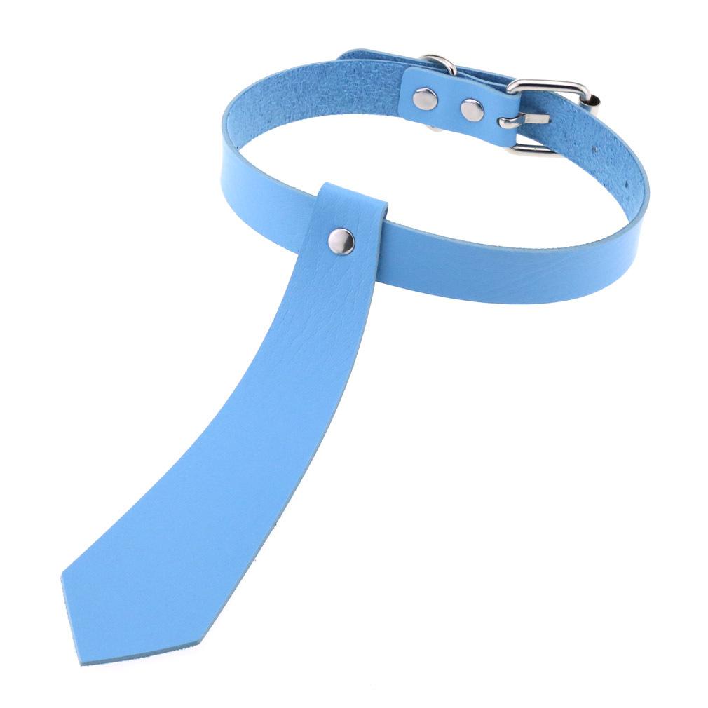 Fake Tie Integrated PU Leather Choker, Punk Tie Style Neckband Necklace