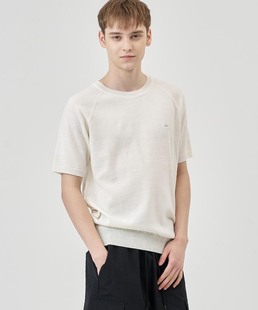 THE-ABON Arm Warmer Round Knit Short Sleeve Tee Black