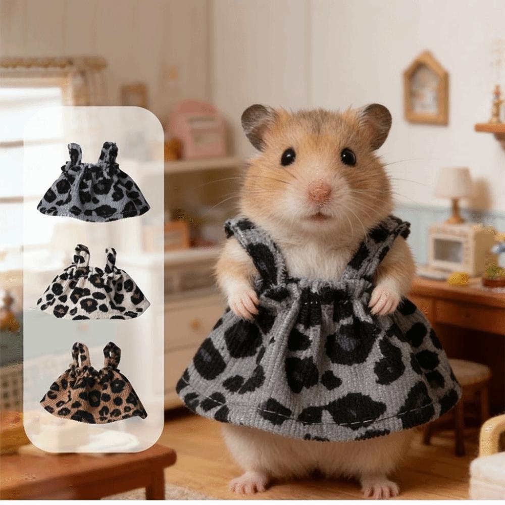 Breathable Hamster Leopard Print Skirt Wear Resistant Decorative Small Pet Slip Dress Soft Pet Princess Dress Pet Photography