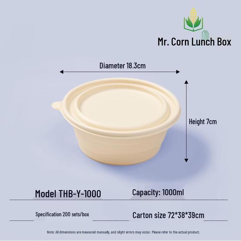 Mr. Corn Corn Starch Disposable Round Takeaway Bowl
