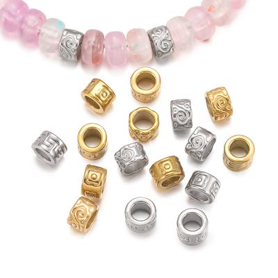 5Pcs/Pack Stainless Steel Spacer Beads Large Hole Tube Round Bead for Charm Bracelet Necklace DIY Jewelry Making Accessories