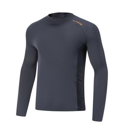 Color Block Letter Casual Comfortable Long Sleeve T-Shirt Men Tops Ink-Gray Black ASLU129-1