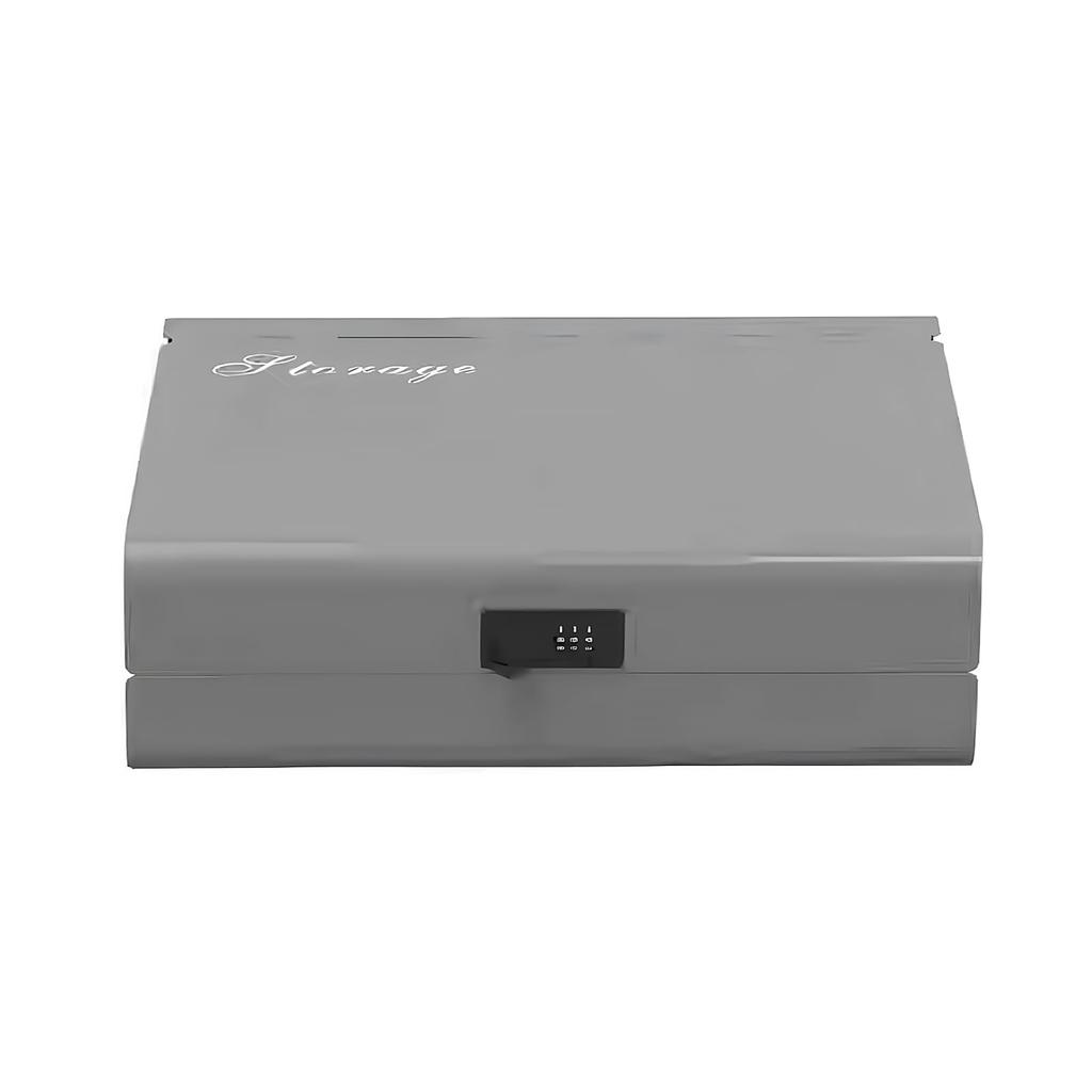 SUKIZUKI Combination Storage Box with PIN Holds A4 and 2 Square Document Steel Theft Secure Large Nordic Simple For Home or Office Gray Safe, Code,