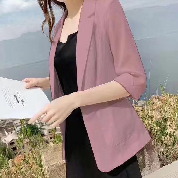 Women's Cotton Linen Blazer - Spring/Summer 2025 British Style, Casual Sun Protection Jacket