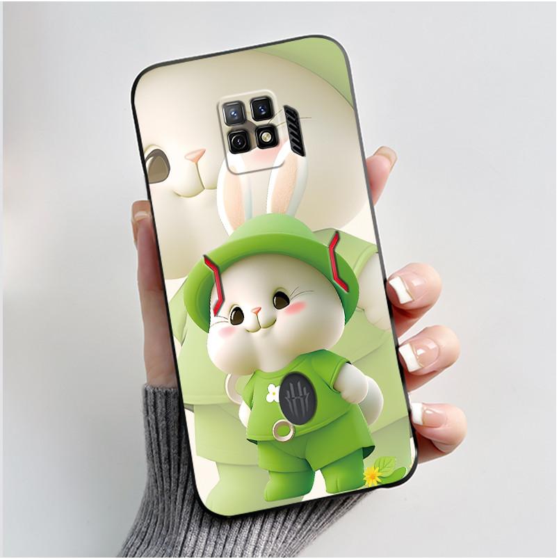 For Nubia Red Magic 7 Pro Case NX709J Back Cover Cute Heart Rabbit Black Soft TPU Phone Case For Red Magic 7S Pro NX709S Shell