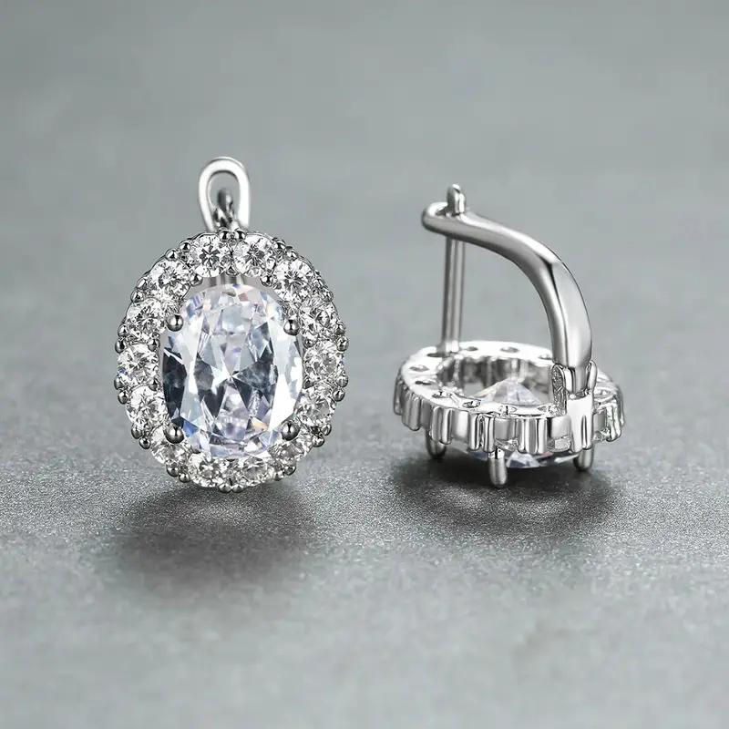 CAOSHI Multiple Colors Cubic Zirconia Hoop Earrings for Women Fashionable Gold Color/Copper Color Wedding Zircon Accessories