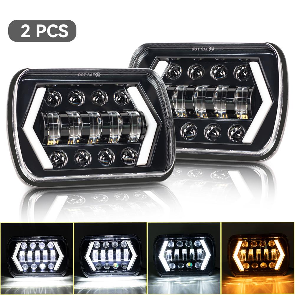 For Cherokee XJ Wrangler YJ Accessories H6054 H5054 H6054LL 6052 6053 Car 110W 5x7 Inch Led Headlights 7x6
