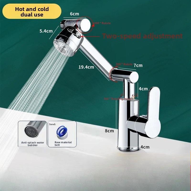 

Манеки Неко Смеситель для раковины Раковина Тумба для ванной комнаты, Универсальный вращающийся с повышенным давлением Универсальный смеситель для раковины Silver