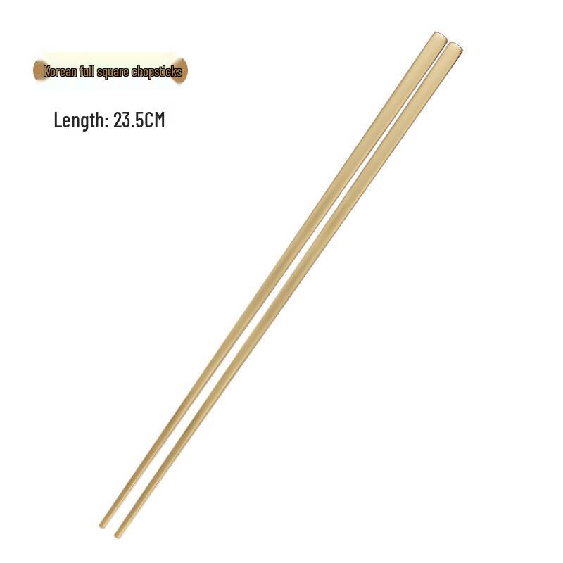 

ZISIZ Gold 304 Stainless Steel Korean Square Chopsticks (10-Pack)