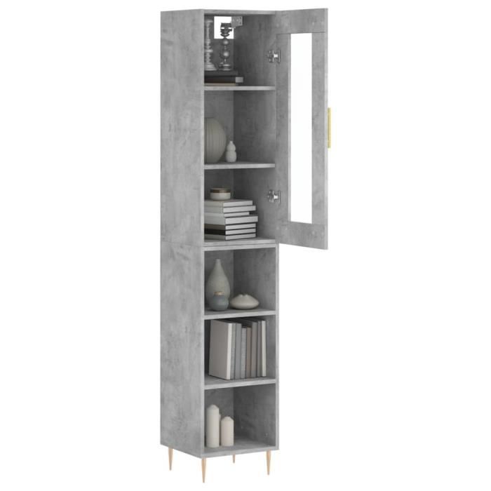 VidaXL Highboard Concrete Grey 34.5x34x180 Cm Engineered Wood 3199357