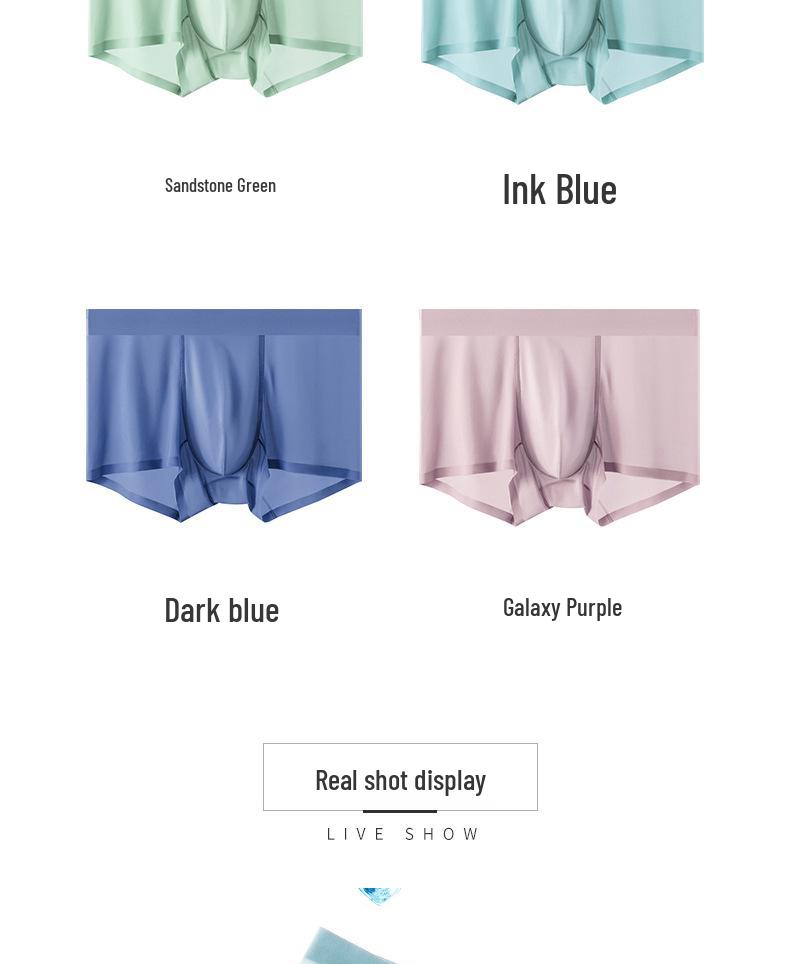 Yu Yue Men's Mid-Waist Ice Silk Seamless Underwear - Comfortable, Thin, Antibacterial Mulberry Silk