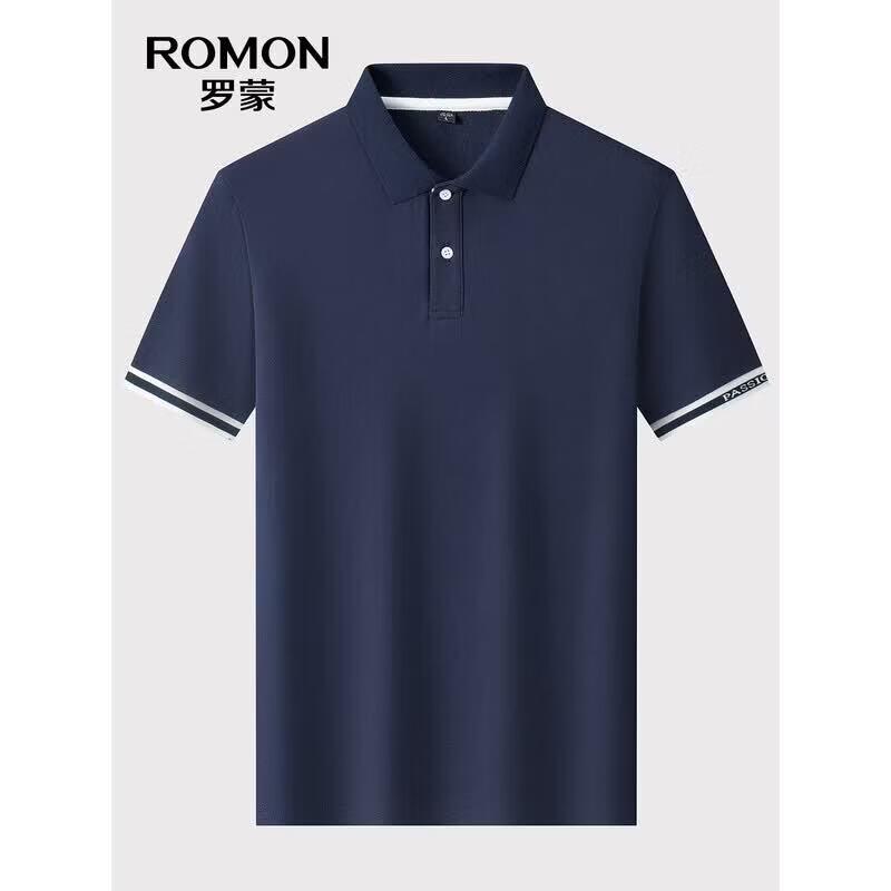 ROMON Men s Color-Block Short Sleeve Polo Shirt L
