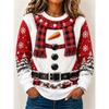 Women’s Long-Sleeve Christmas Pullover Crew Neck Sweatshirt with Christmas Tree and Gift Print Casual Top for Holiday Parties