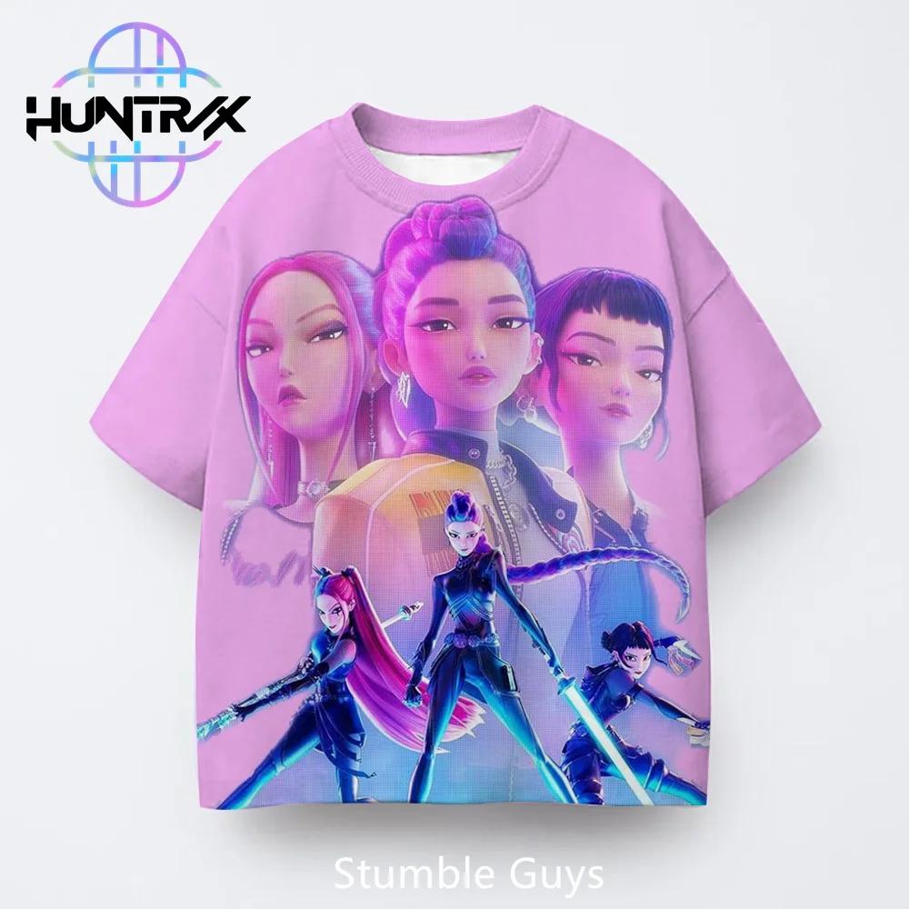 Kpop Demon Hunters Harajuku 3D Print Sports Quick-dry Breathable Boy Girl T-shirt Street Hip-hop Fashion Children Short-sleeve