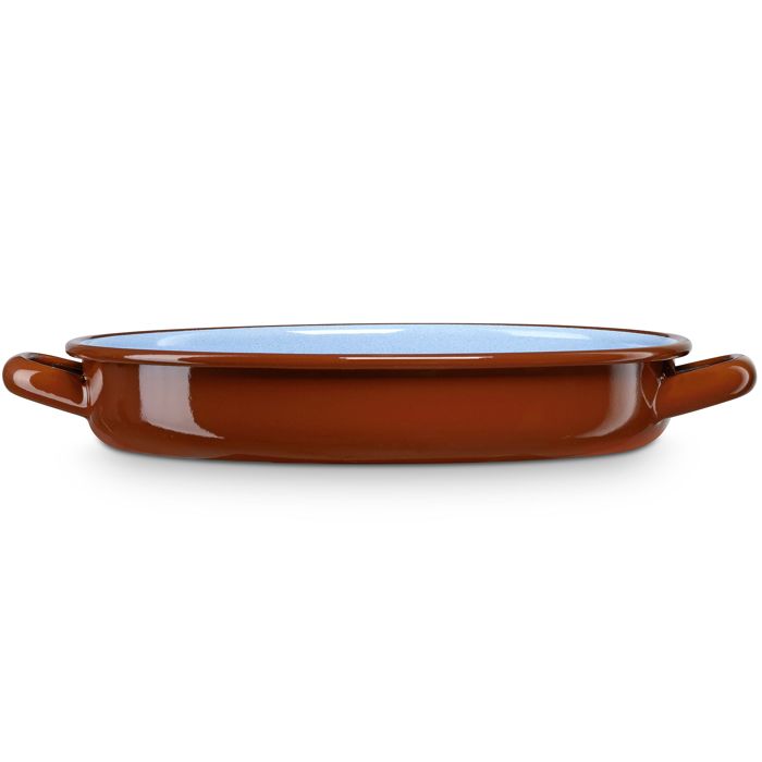 Cocotte Basse À Induction 32 Cm, Casserole 3,5L Acier Émaillé Vintage Tous Feux Briebe Terra Marron