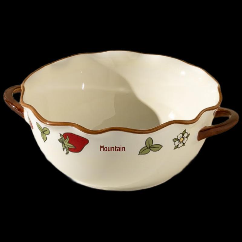 

Cute Cartoon Rabbit Double-Handle Ceramic Bowl