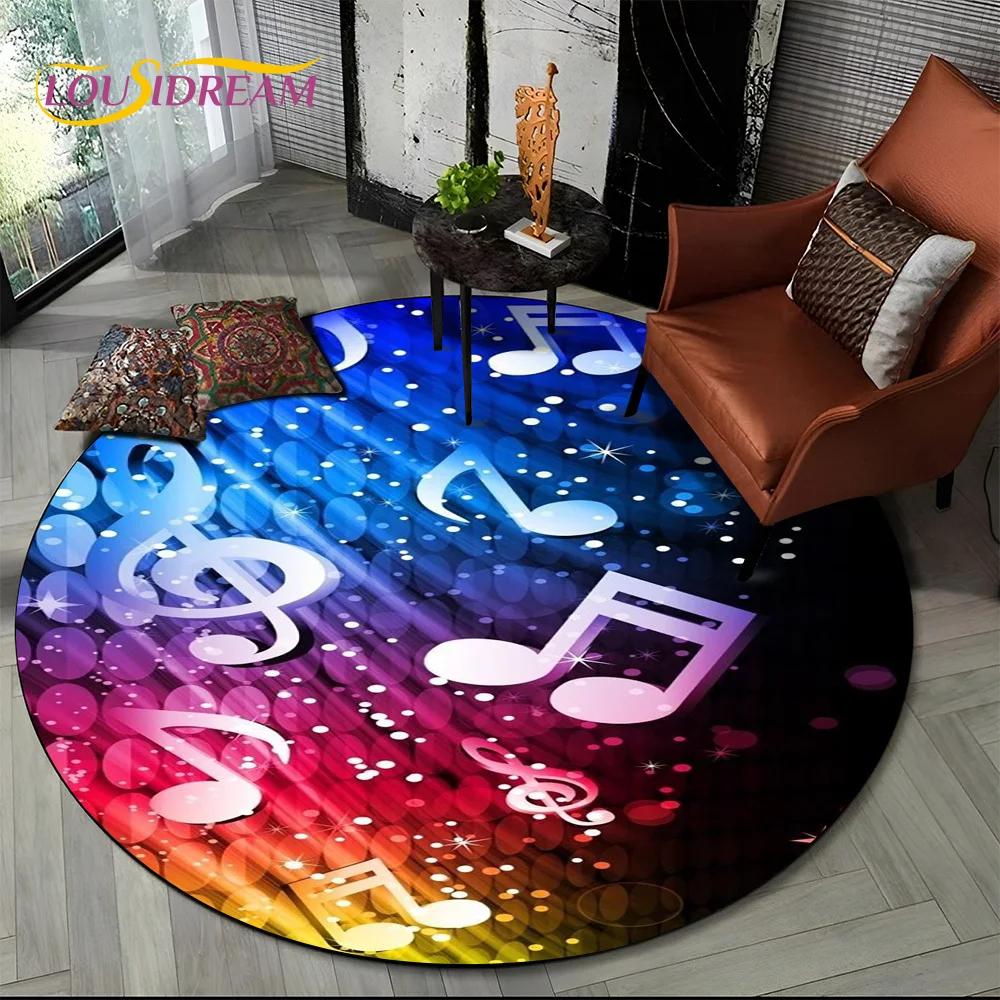 3D Musical Note Piano Art Round Carpet Rug for Living Room Bedroom Child Playroom Chair Decor,Pet Area Rug Non slip Floor Mat
