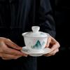 Ceramic tea set, Guochao Qianli Jiangshan Suet Jade Kung Fu tea set gift box, business gift set
