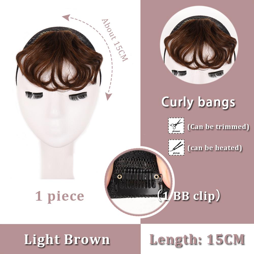 Black Brown Bangs Wig Hair Extension Synthetic Wig Women Clip Style Bangs