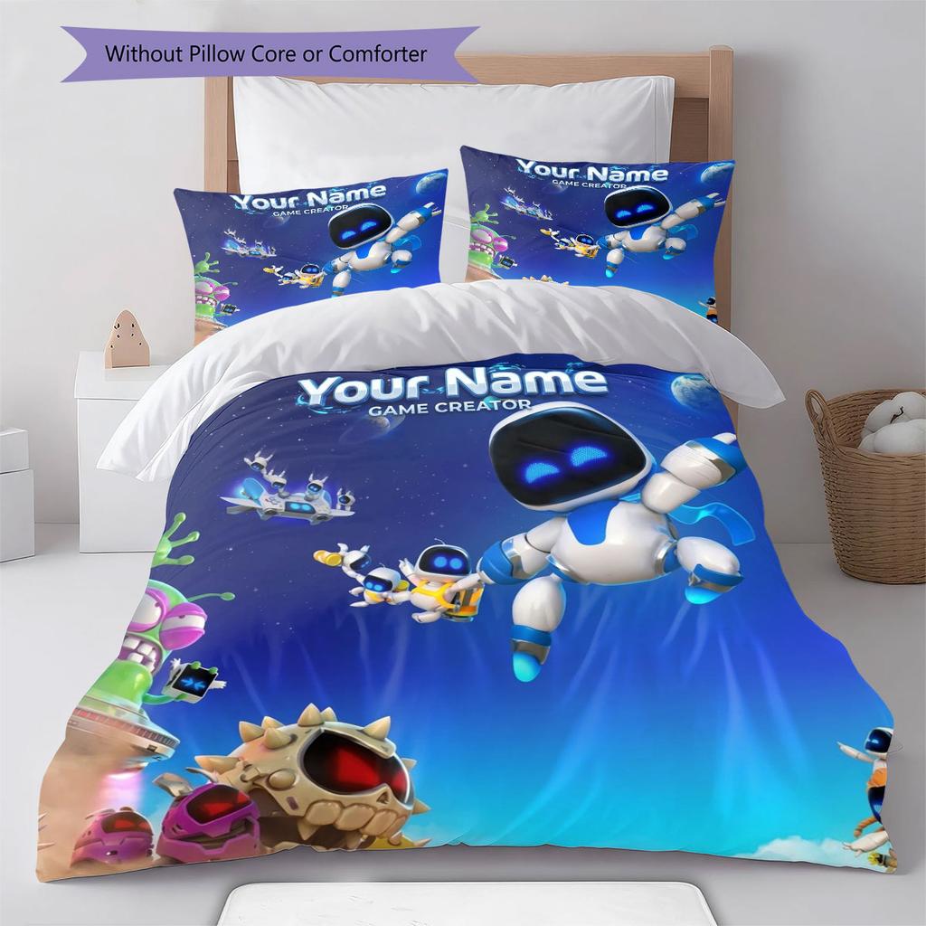ASTRO BOT Custom Name Pattern Bedding,Quilt Set Quilt Cover Pillowcase Home Birthday Gift(1 * Duvet Cover + 2 * Pillowcase, Without Core)