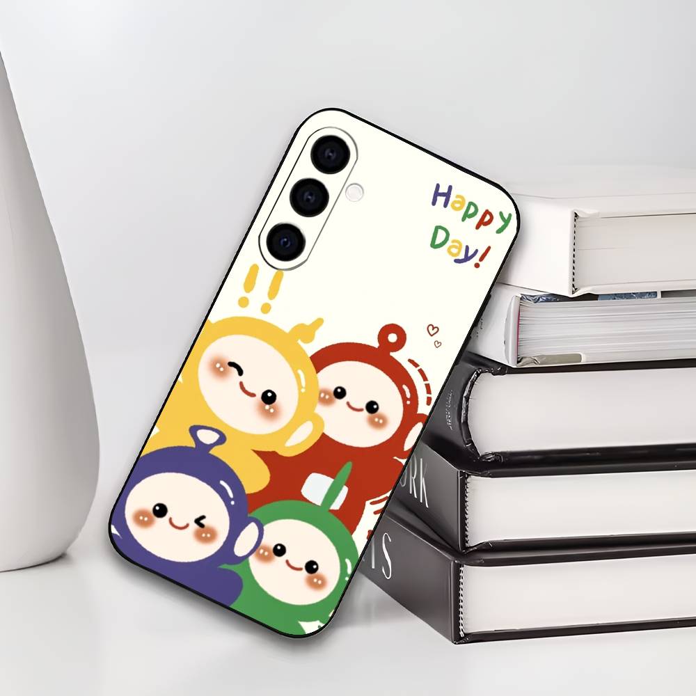 Cute T-Tele-tubbies Phone Case For Samsung Galaxy A73,A72,A71,A70,A53,A52,A51,Soft Silicone Black Cover