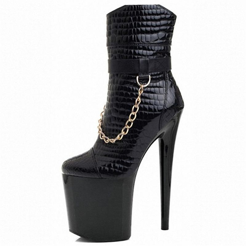 Single Shoes Women's Thin Heels 2024 New Versatile Black Thick Heel Chain Low Tube Ultra-high Heel Women's Shoes High Heels Tide YKC